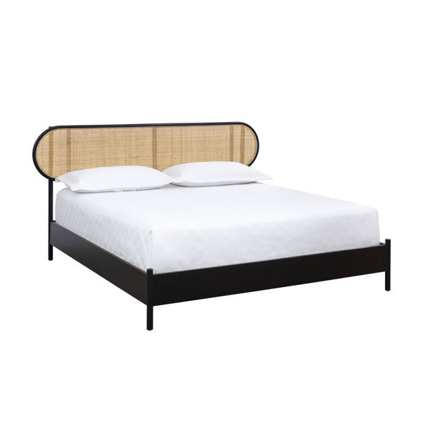 Bay Isle Home Daemyn Black Cane Dining Room Boucle + Rattan Chairs Wayfair